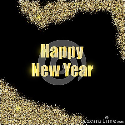 New Year in gold letters on a black background . Stock Photo